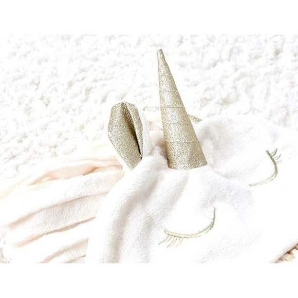 Ivory/ Gold Hooded Unicorn Cozy Blanket Cloak Robe for Child Kids Christmas Gift - Picture 4 of 8